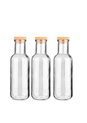 ESTIA set 3 steklenic s plutovinastim zamaškom 1000ml transparent-01-21894